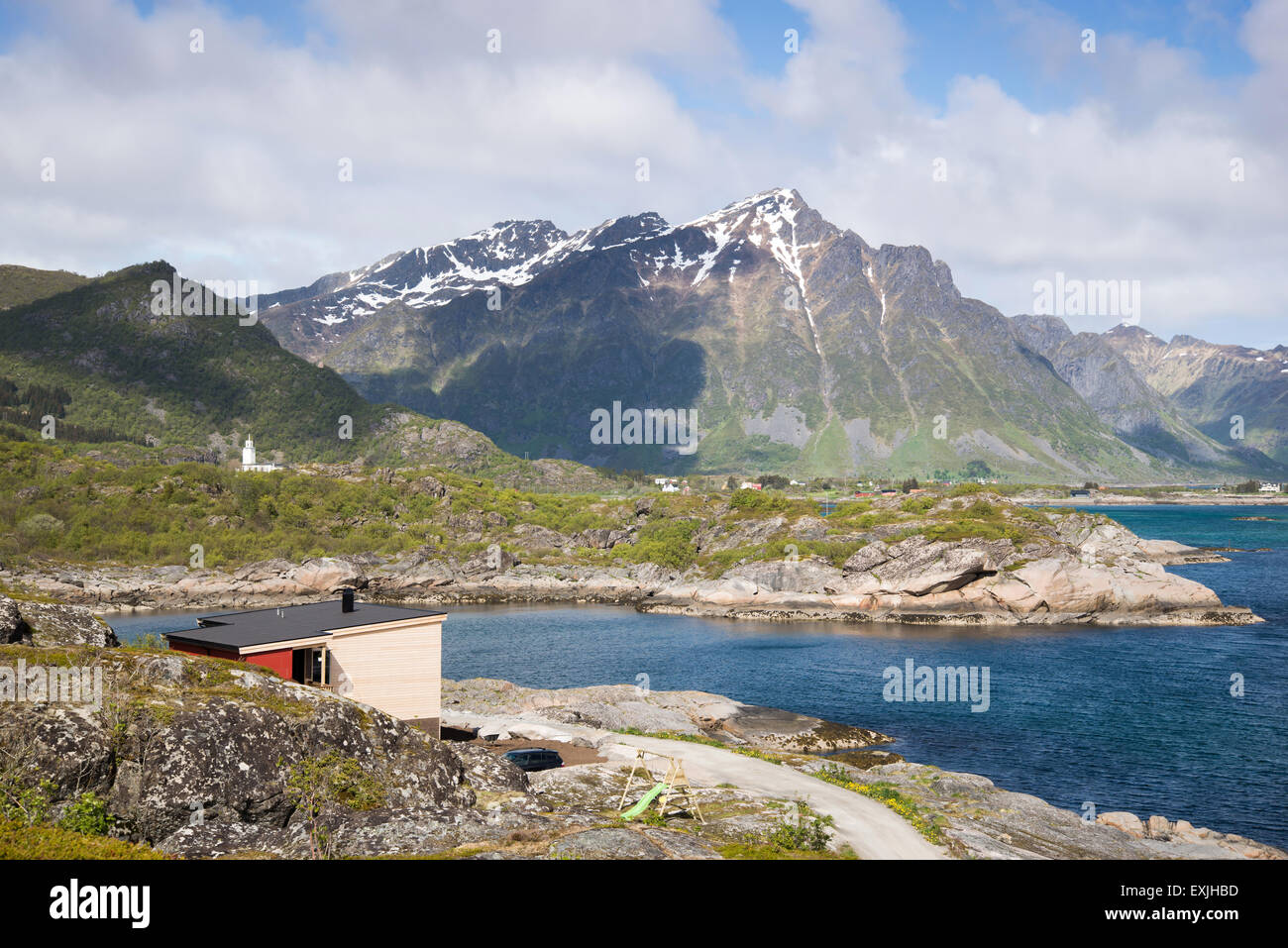 Route de montagne, îles Lofoten en Norvège Banque D'Images