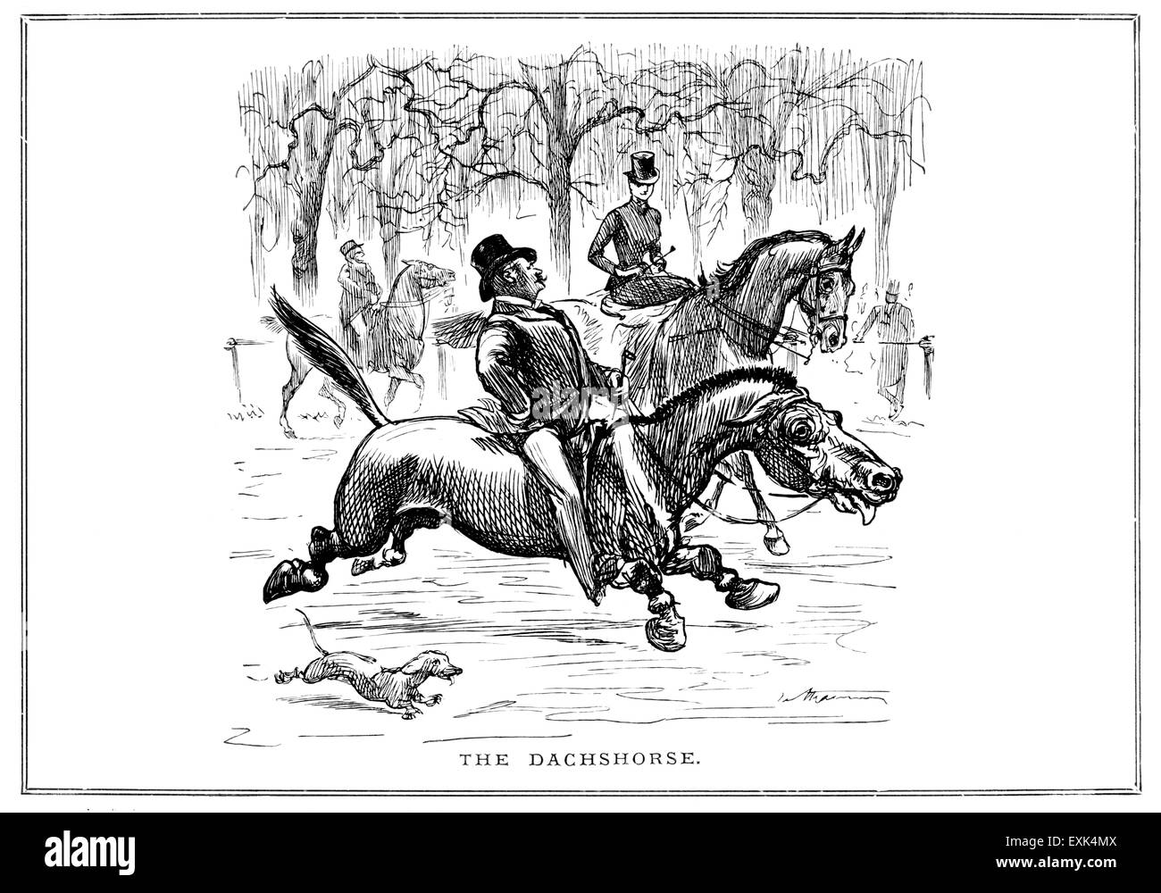 Illustration de 1887 Victorian amusante par George du Maurier, (1834- 1896) "l'Dachshorse" Banque D'Images