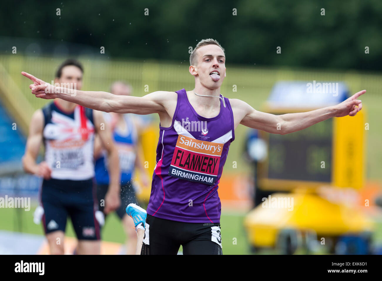 Niall FLANNERY men's 400m haies 2014 Finale Championnats britanniques Sainsbury's Alexander Stadium Birmingham UK Banque D'Images