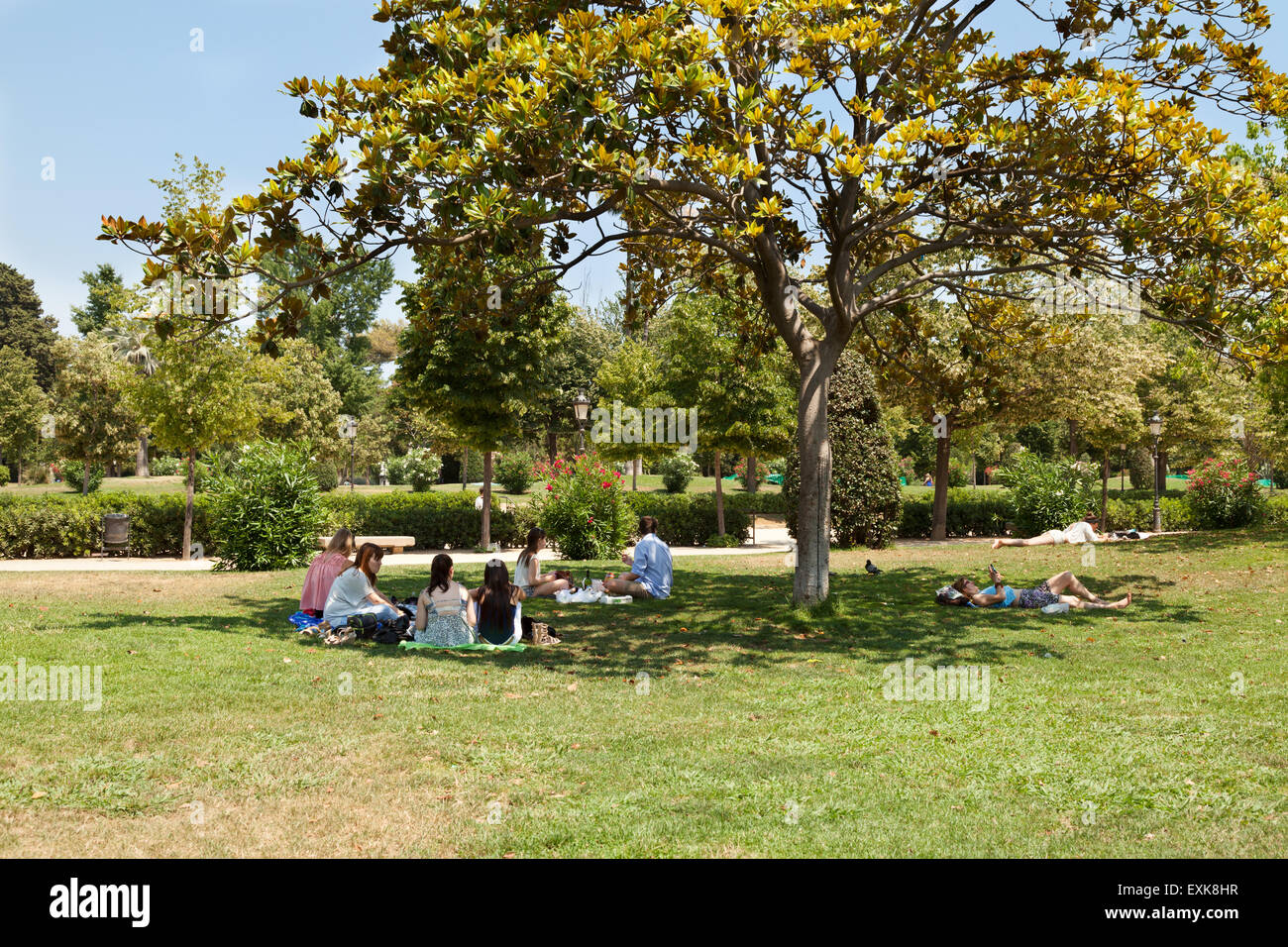 La population locale se détendre, Parc de la Ciutadella ( Parc Ciutadella, Parc de La Citadelle ), Barcelone, Espagne Europe Banque D'Images