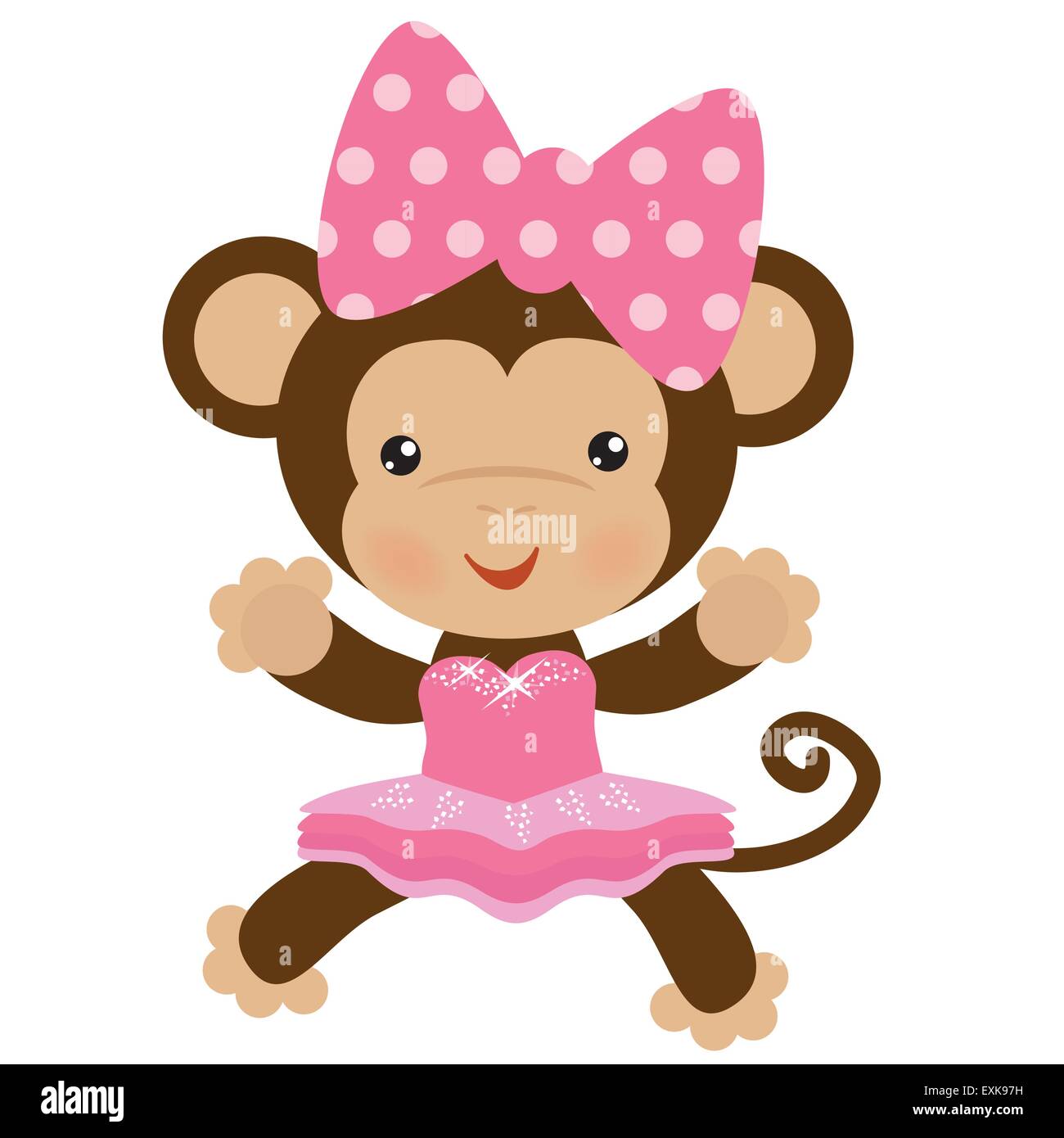 Monkey,mignon,funny,caricature,illustration,,isolé,animal,vecteur animal jungle Illustration de Vecteur