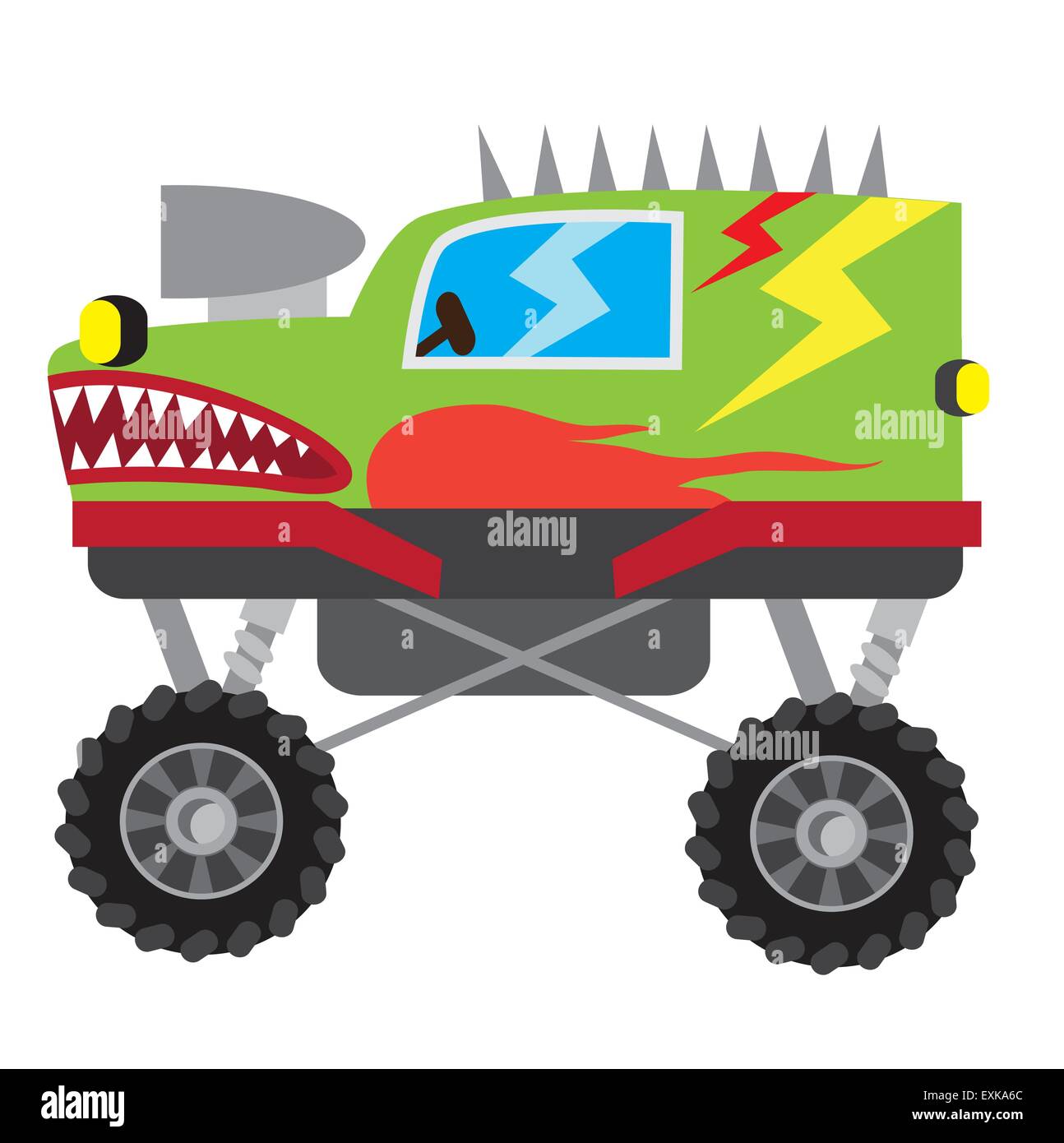 Monster truck, funny, vector cartoon,,illustration Illustration de Vecteur