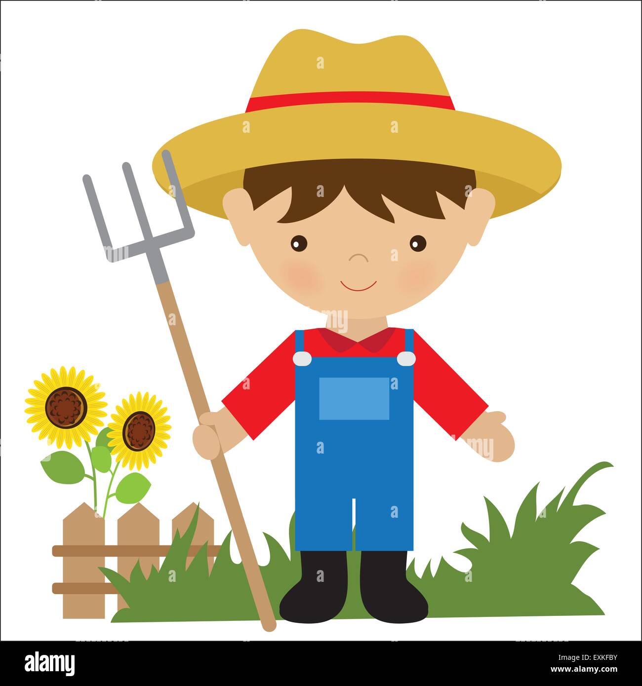 Farmer,BOY,mignon,vector cartoon,,illustration, Illustration de Vecteur