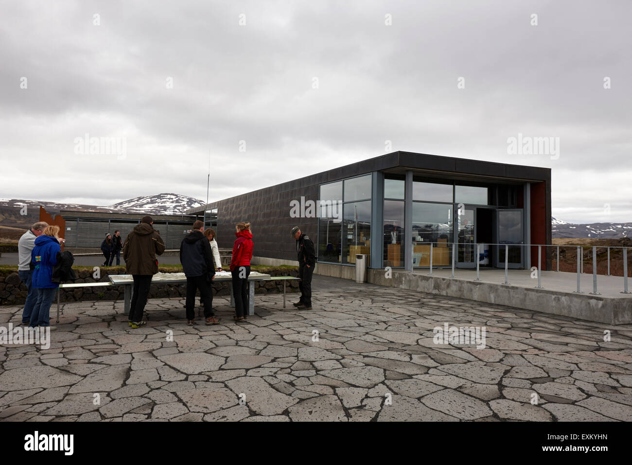 Au centre des visiteurs du parc national de Thingvellir Islande Banque D'Images