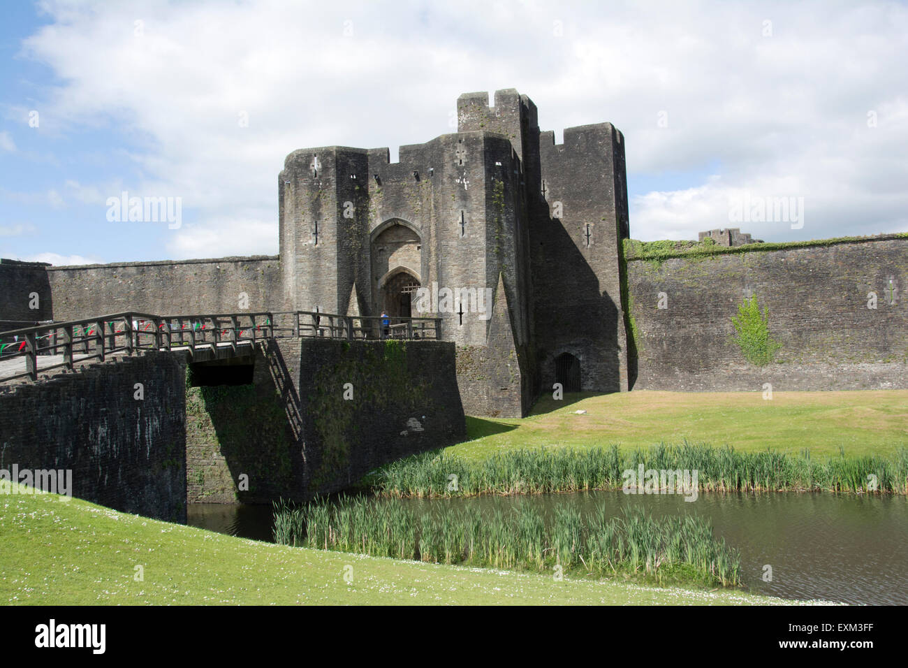 Pays de Galles ; CAERPHILLY ; château de Caerphilly et douves Banque D'Images