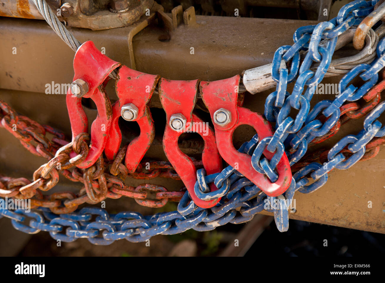 Un détail des chaînes de sorcière de treuil Banque D'Images