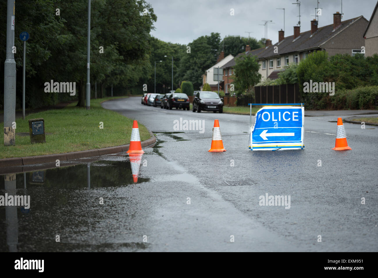 Le détournement de la police, Gainsborough rd, Corby, Angleterre. Banque D'Images