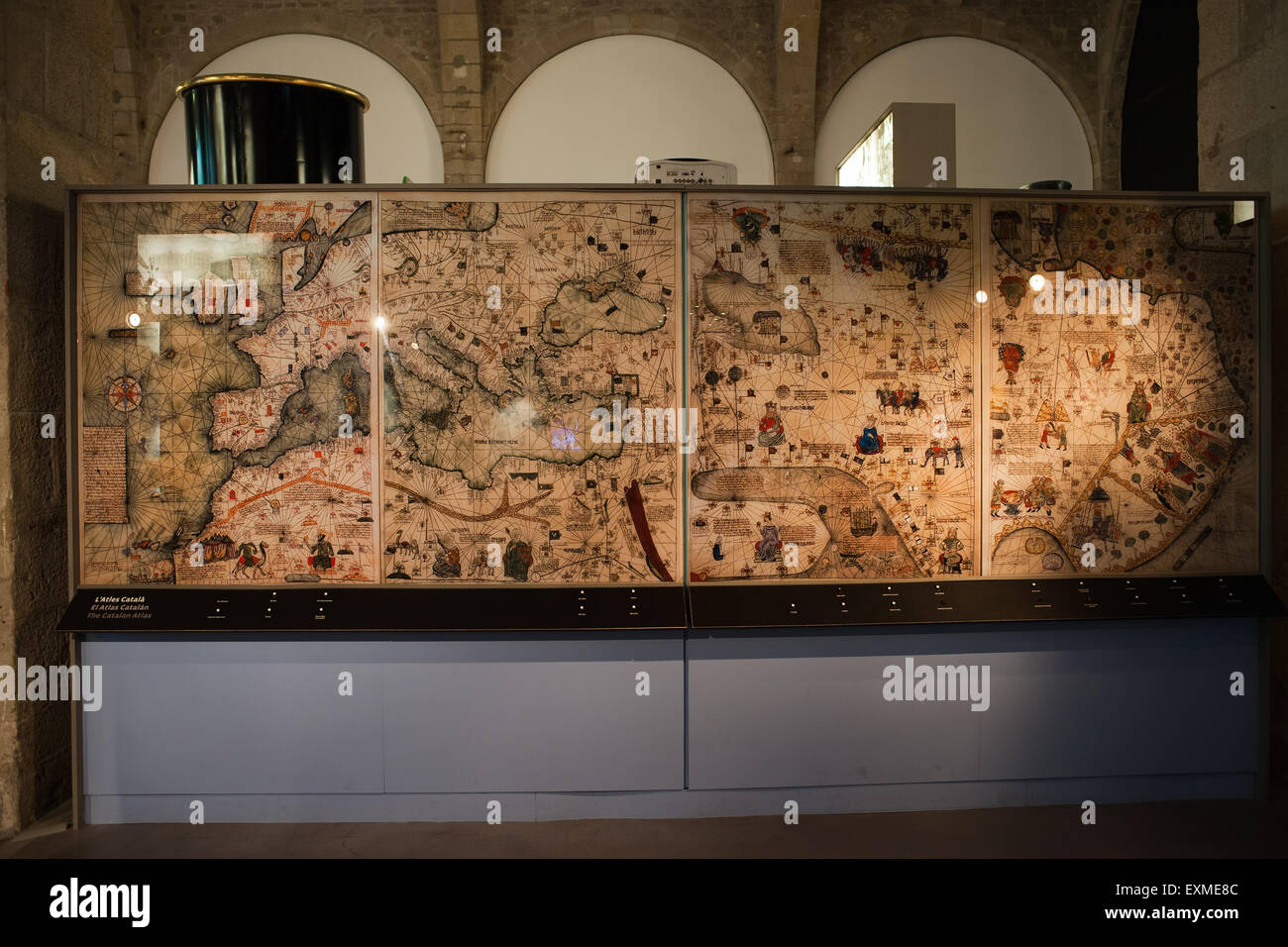 L'Atlas Catalan au Musée Maritime de Barcelone (MMB), Catalogne, Espagne Banque D'Images