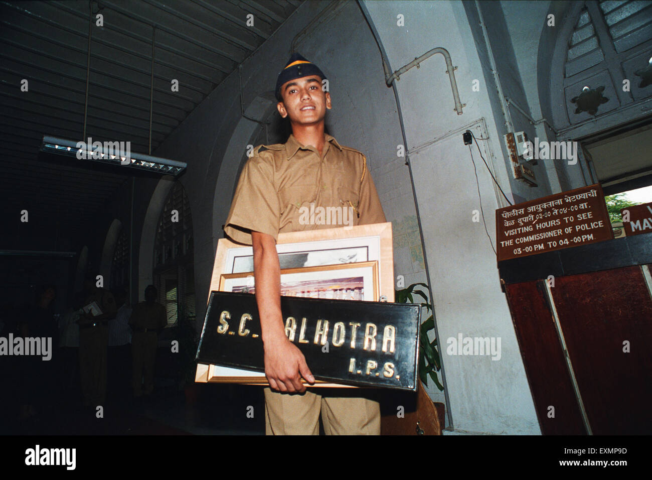 Signe de la police board S. C. Malhotra IPS Mumbai Inde Banque D'Images