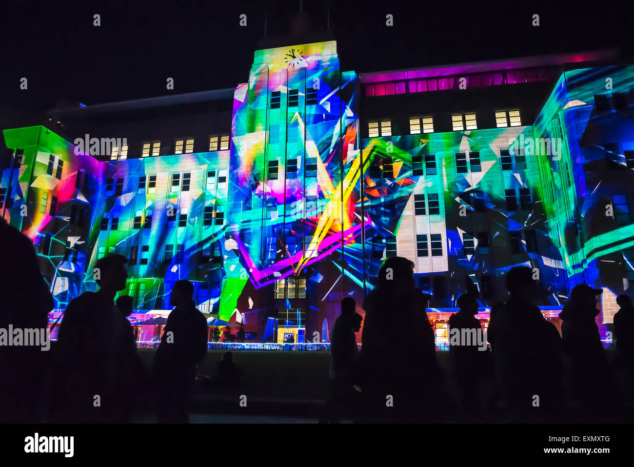 Festival de vives, la lumière de l'installation, Museum of Contemporary Art, Sydney, Australie Banque D'Images