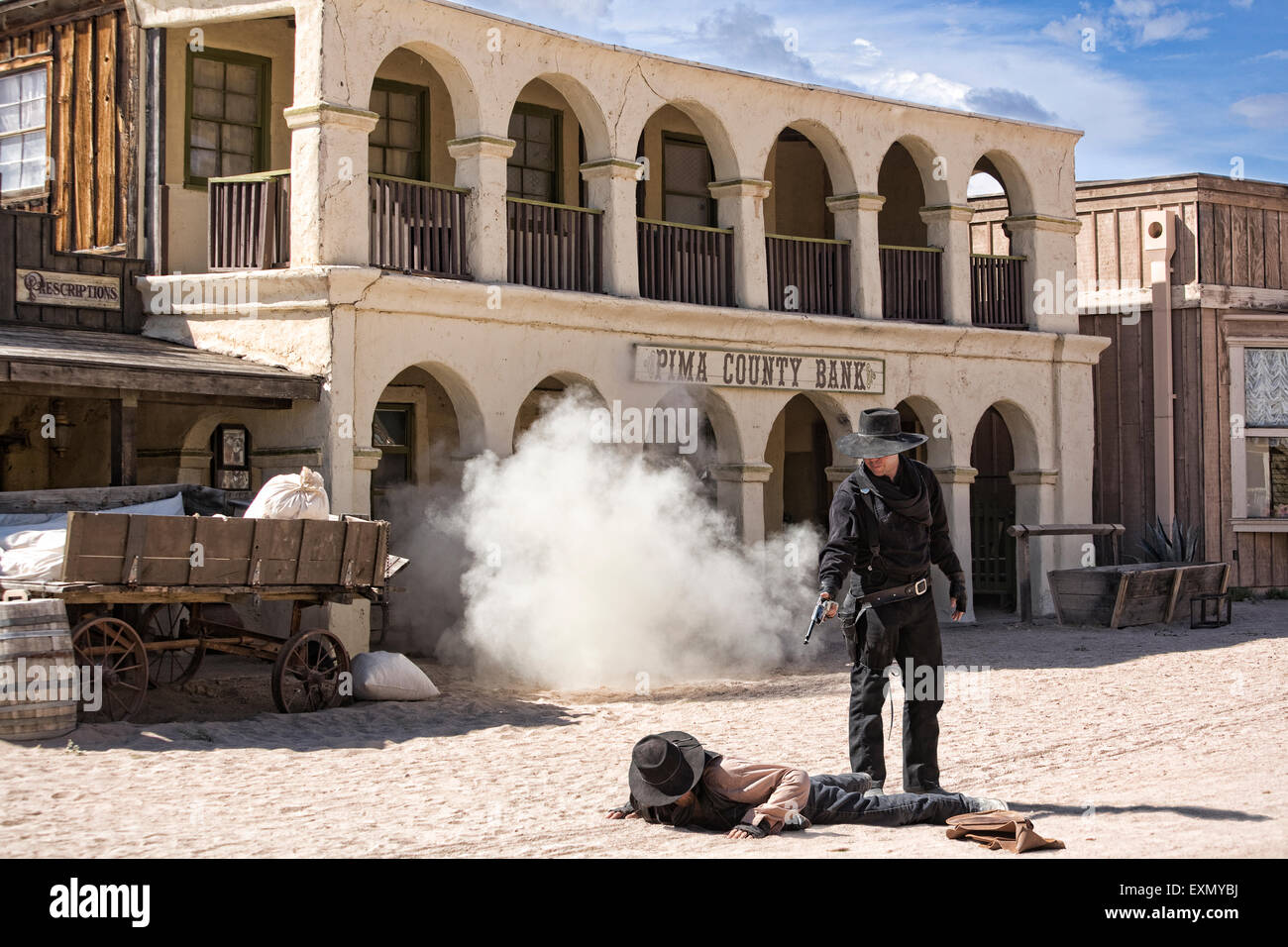 En dehors de la fusillade Pima County Bank en studios Old Tucson, Arizona, USA. Banque D'Images