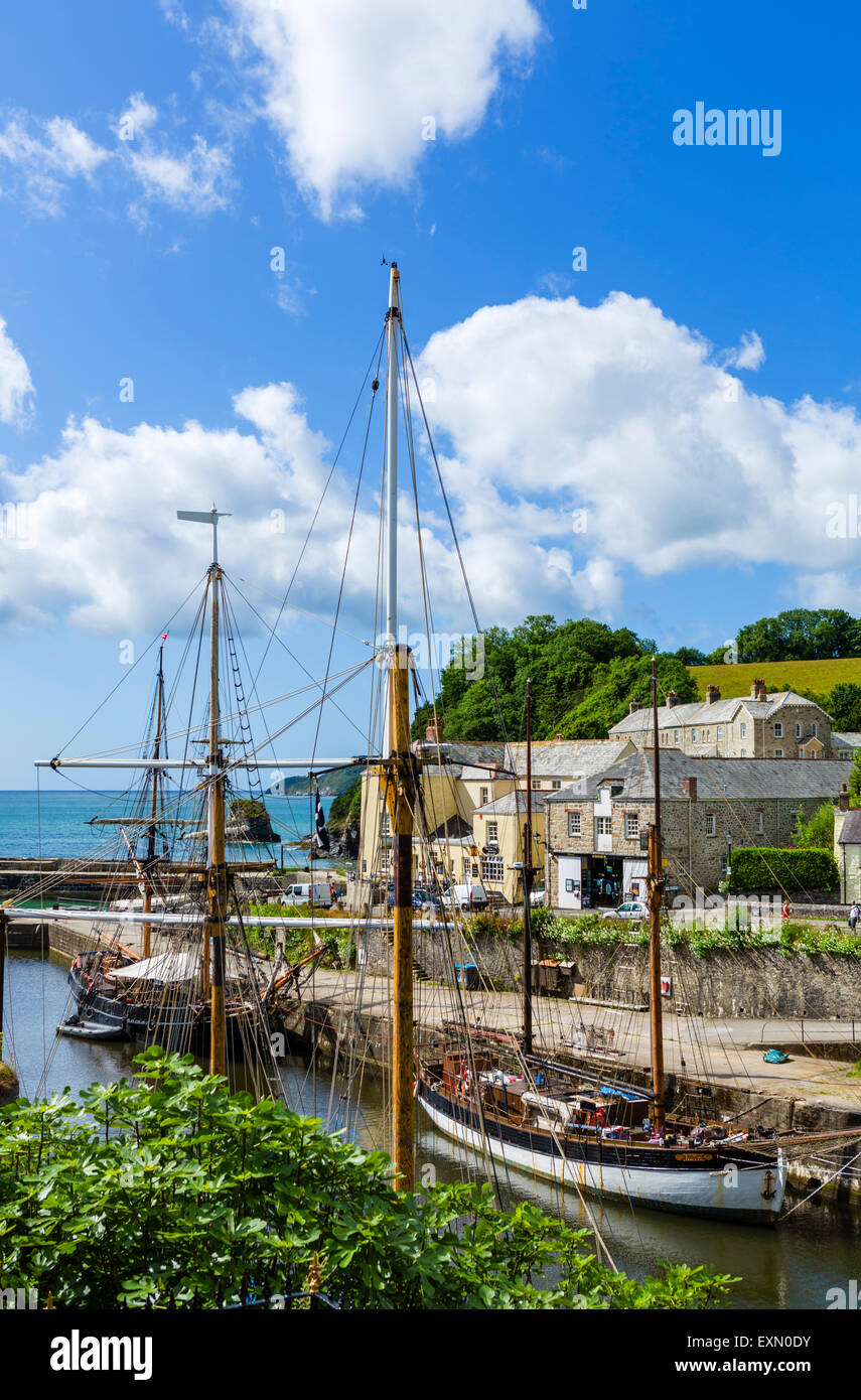 Le port dans le village de Charlestown, la baie de St Austell, Cornwall, England, UK Banque D'Images
