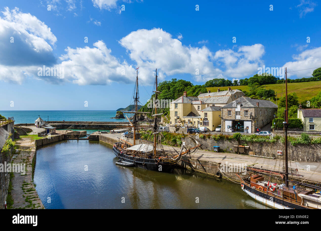 Le port dans le village de Charlestown, la baie de St Austell, Cornwall, England, UK Banque D'Images