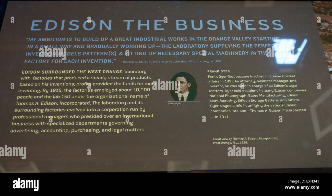Thomas Edison National Historical Park à West Orange dans le New Jersey Banque D'Images