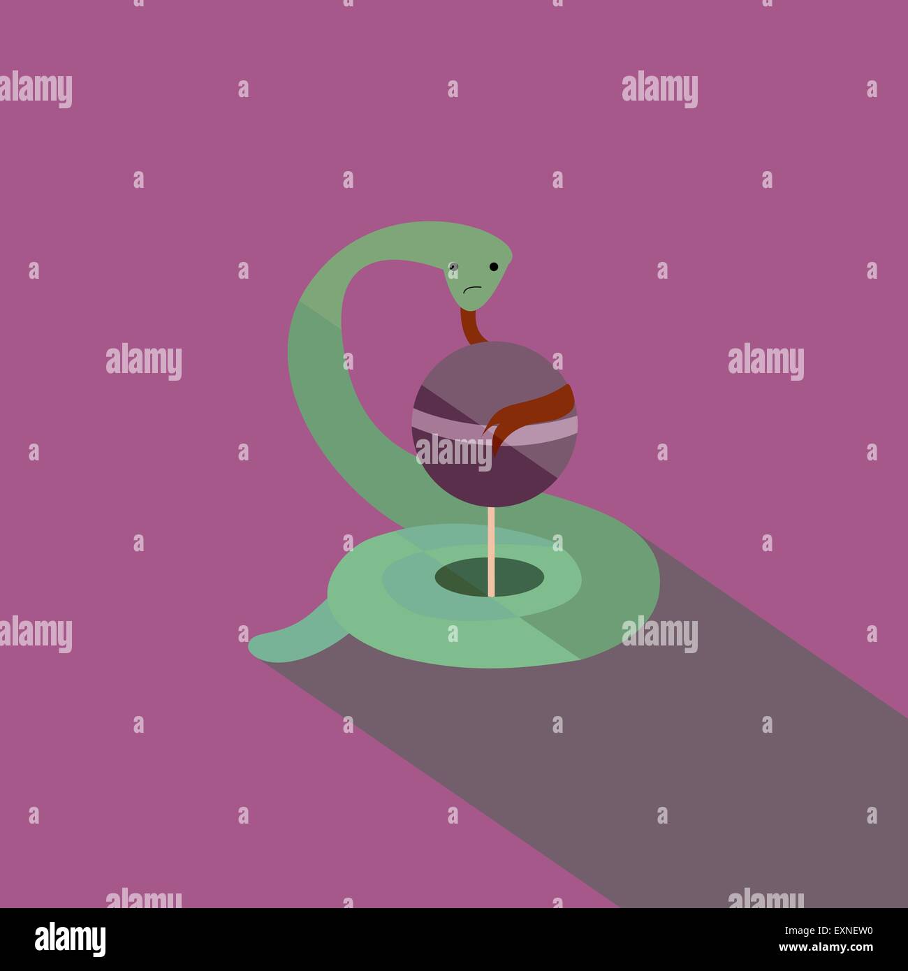 Serpent avec chupa chups au style rétro, télévision illustration Illustration de Vecteur