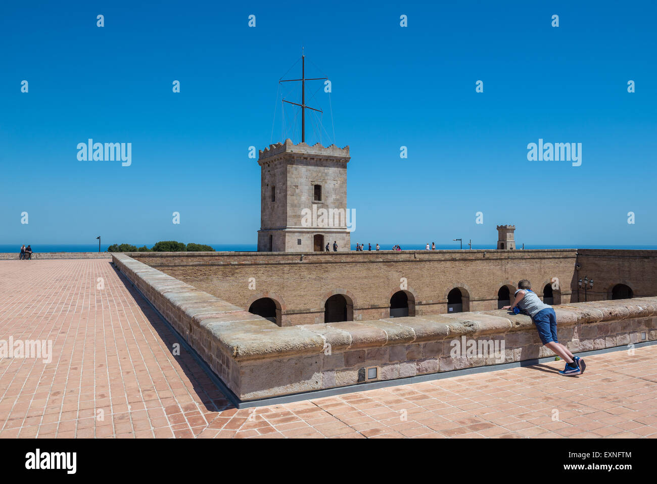 Château de Montjuic (Castillo de Montjuich) ancienne forteresse militaire sur la montagne juive à Barcelone, Espagne Banque D'Images