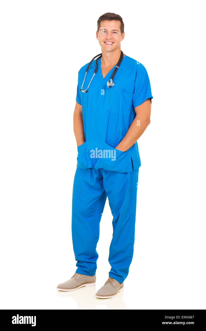 Bon à la jeune infirmière médicale isolated on white Banque D'Images