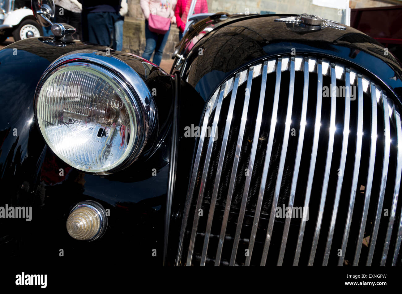 Grill d'un oldtimer noir voiture pendant le 14ème tour d'orange. Cette visite annuelle a lieu au cours de l'anniversaire du roi Banque D'Images