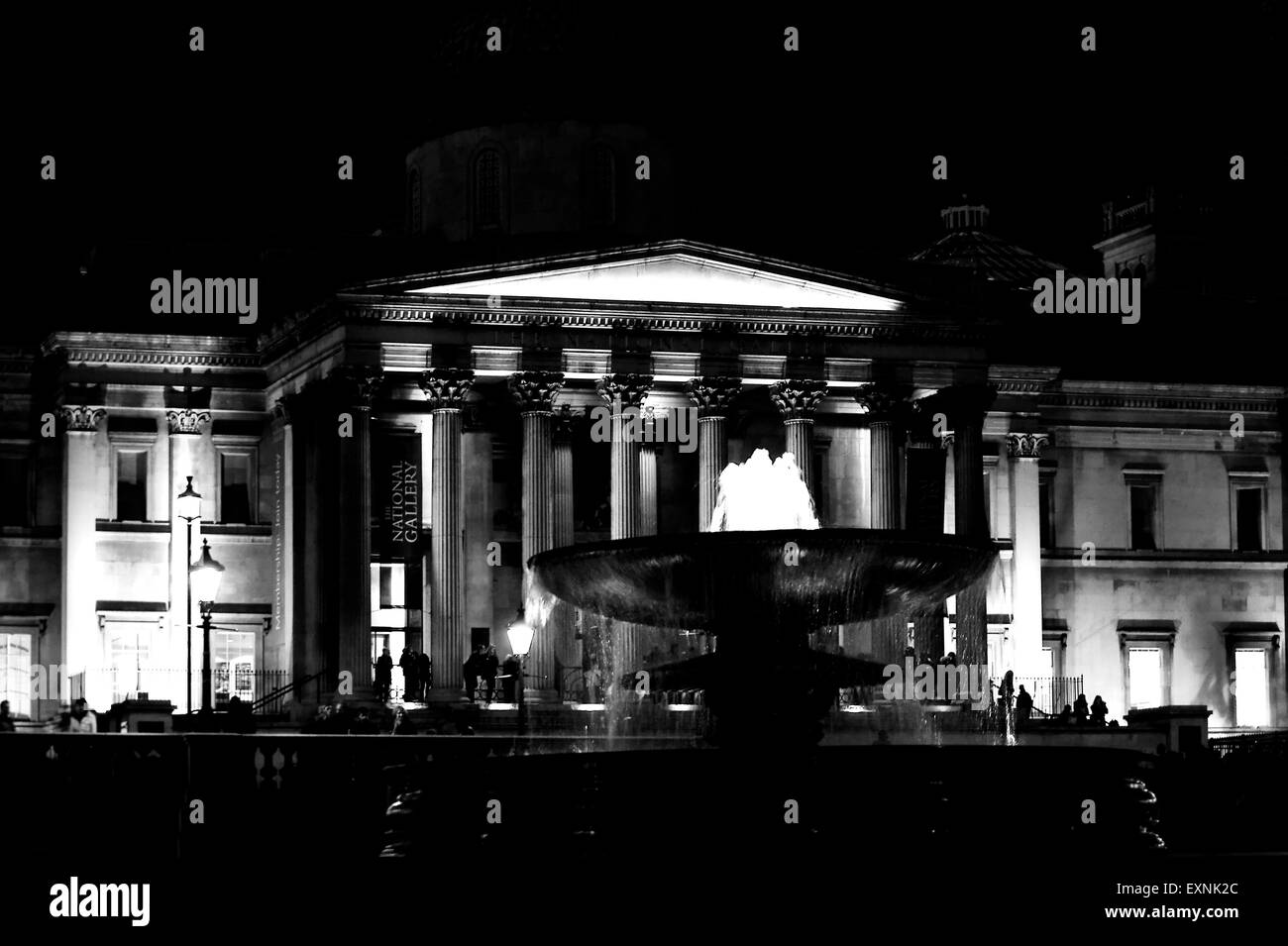 National Gallery Londres dans la nuit Banque D'Images