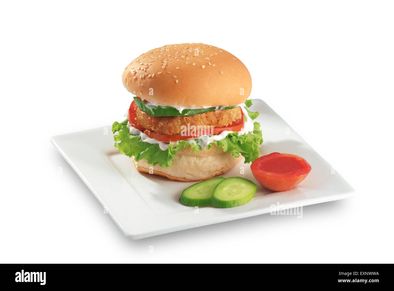 Poulet croustillant Zinger Burger Banque D'Images