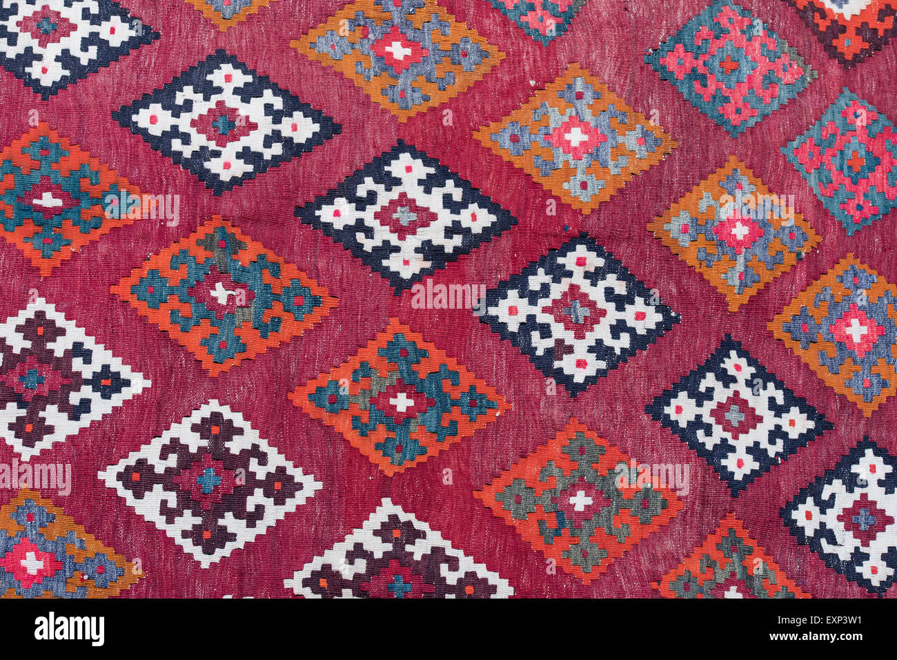 Ancien kilim, tapis tissé, détail, l'Iran, la Perse Banque D'Images