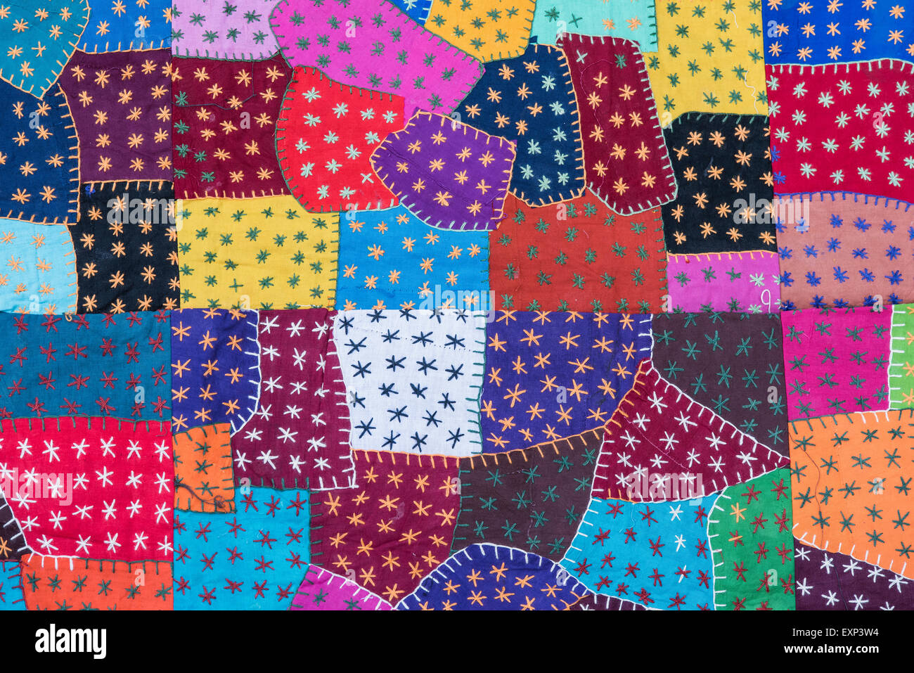 Tapisserie de patchs colorés, détail, Rajasthan, Inde Banque D'Images