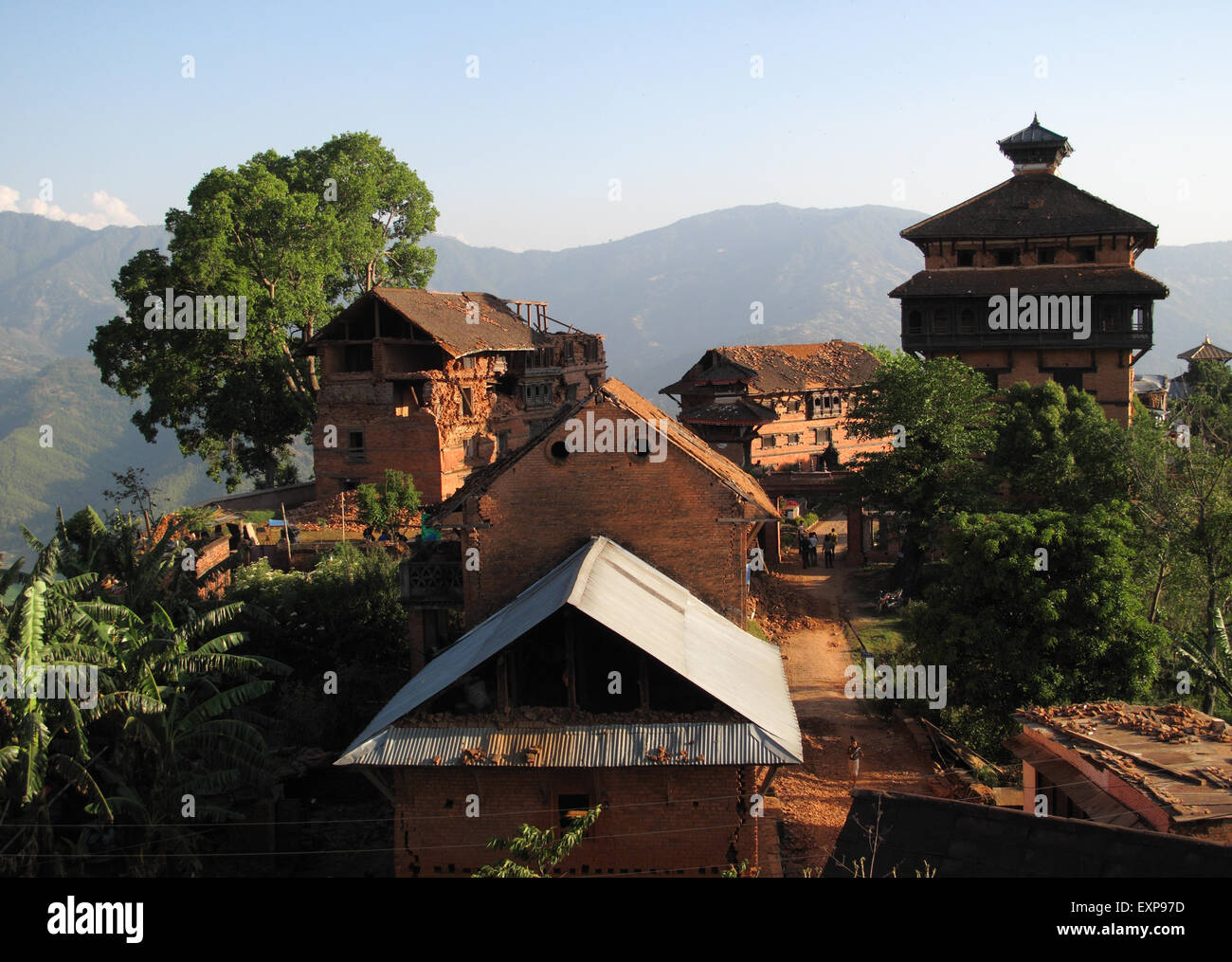 Dommages à l'palace, suite aux tremblements de terre de 2015, dans le district de Nuwakot Bagmati, Népal central (75 km de Katmandou) Banque D'Images