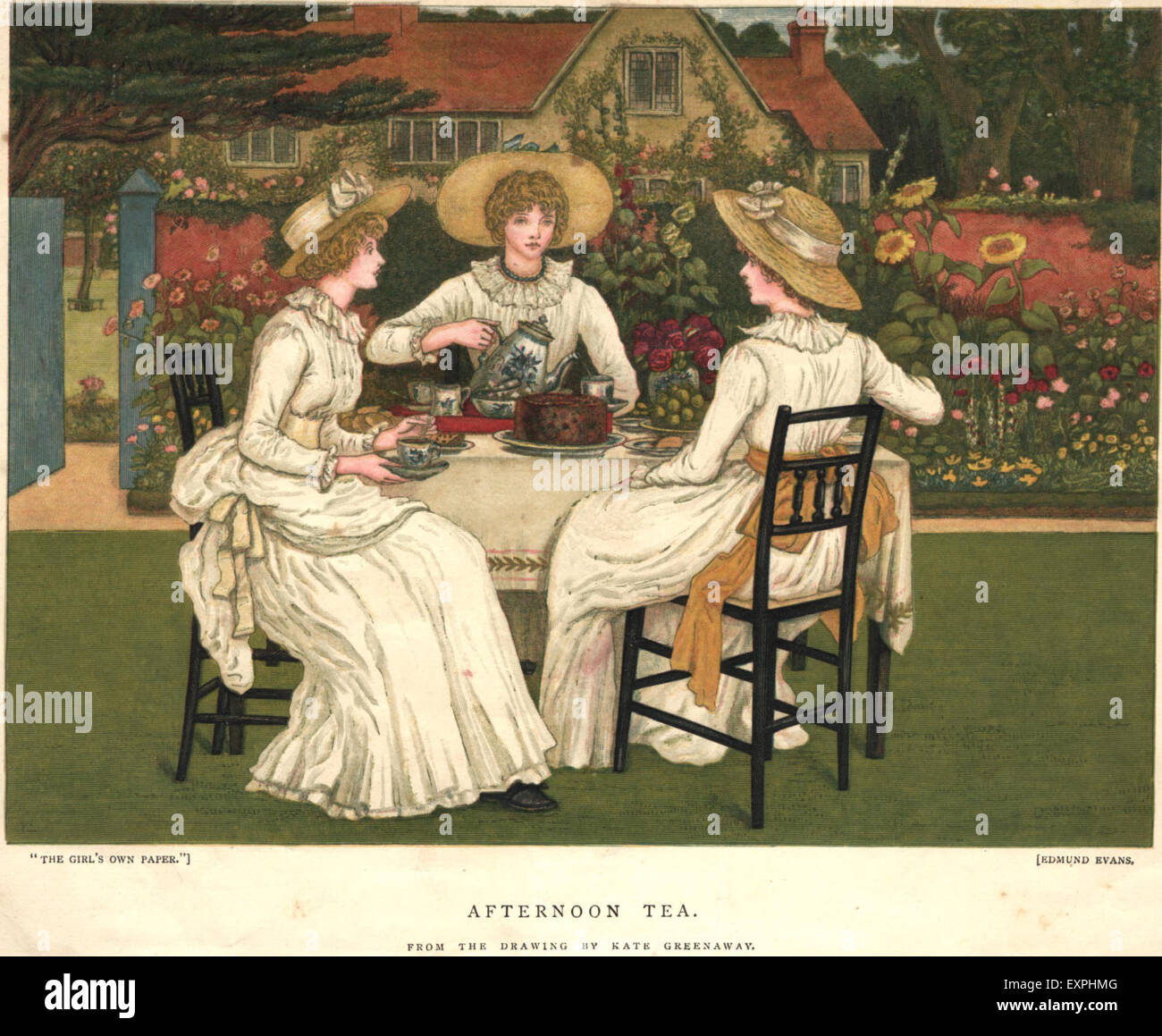 1890 UK le thé l'après-midi Réservez Plate Banque D'Images