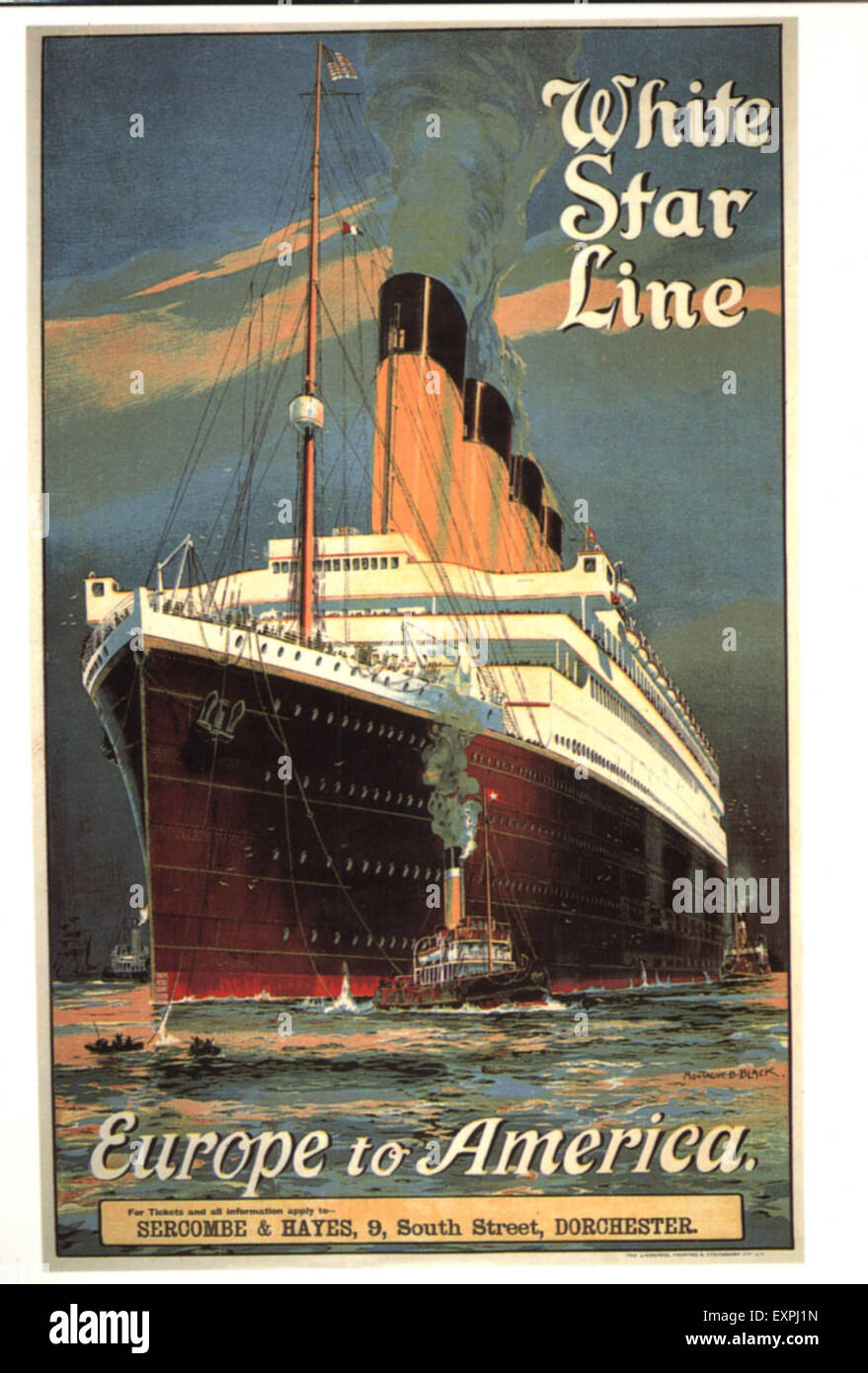 1920 UK White Star Line Poster Banque D'Images