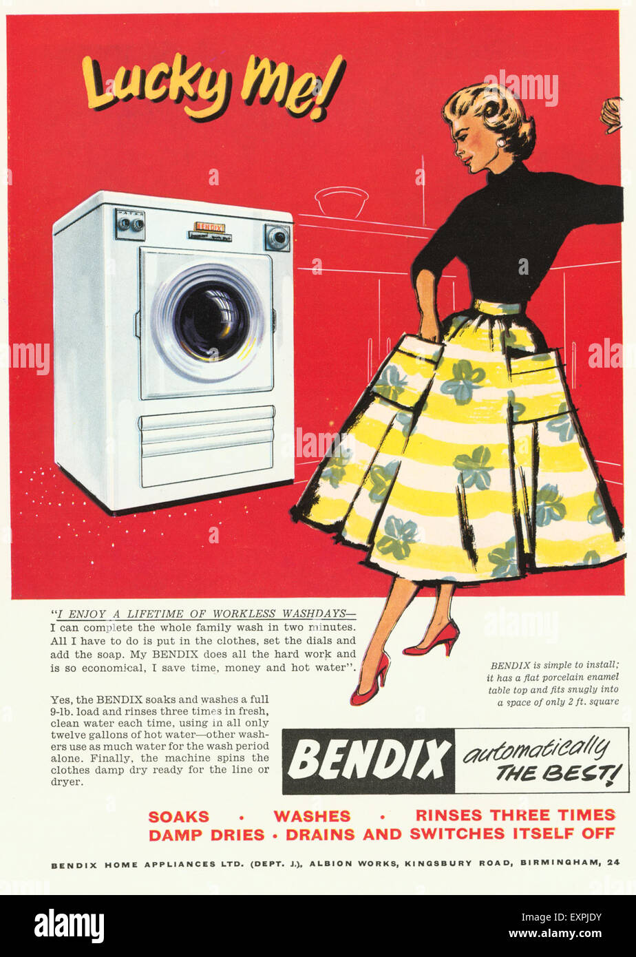 1950 UK Magazine annonce Machines à laver Bendix Photo Stock - Alamy