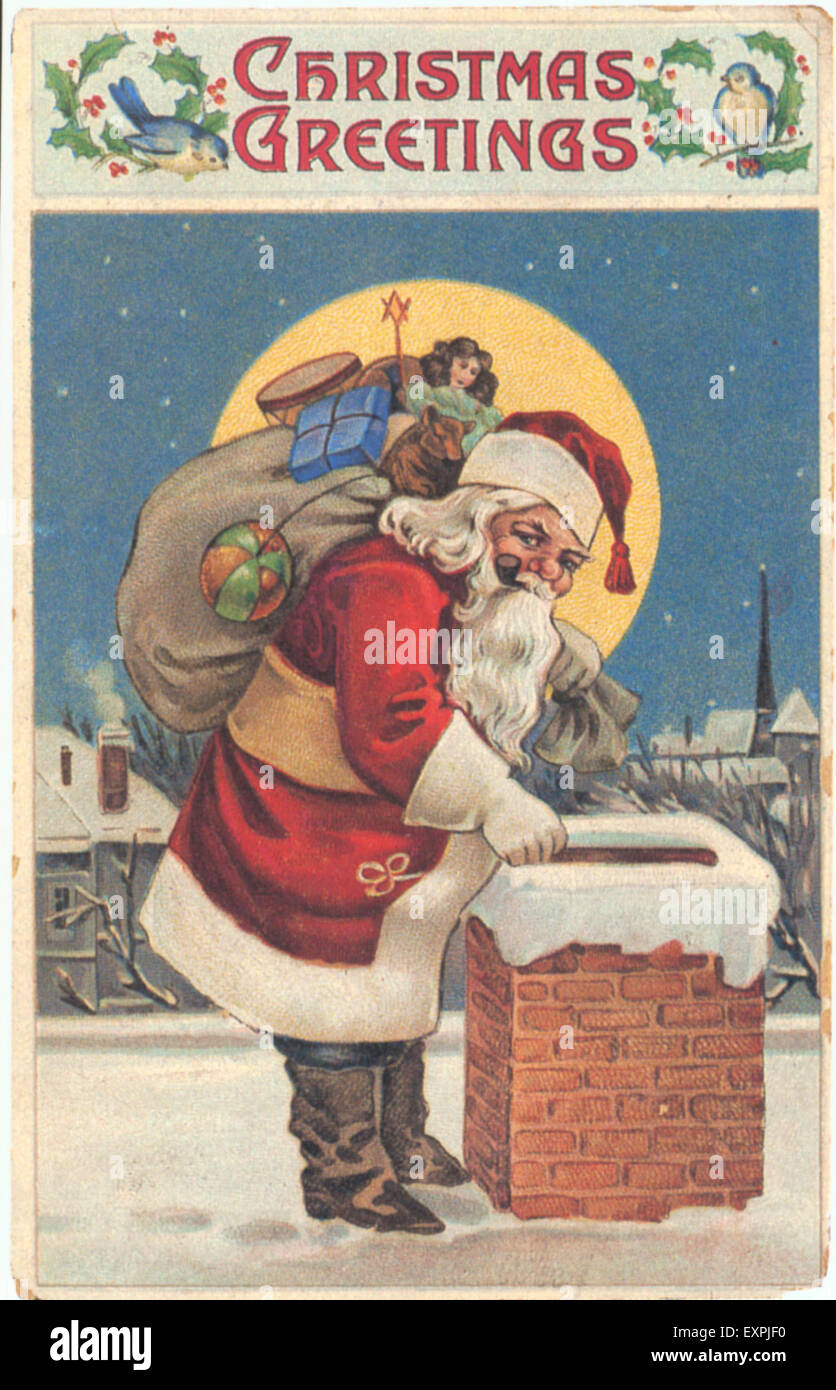 USA 1920 Carte de Vœux de Noël Banque D'Images