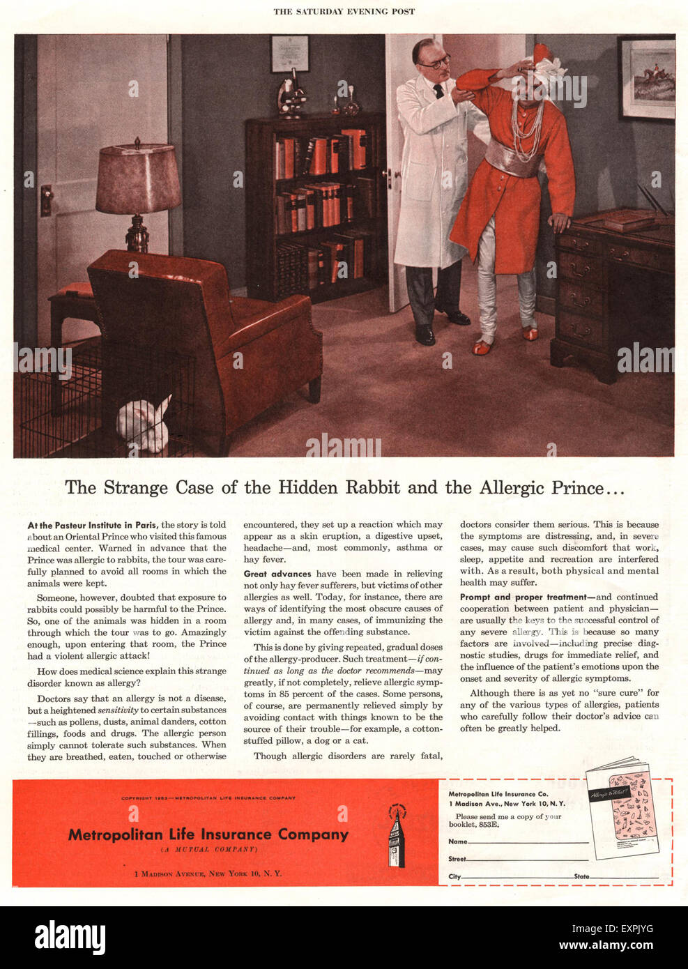 1950 USA Metropolitan Life Insurance Annonce magazine Banque D'Images
