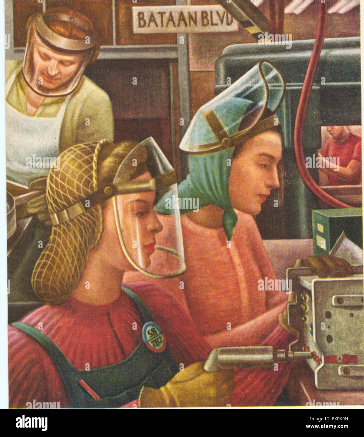 1940 USA Femmes au travail Plaque Magazine Banque D'Images