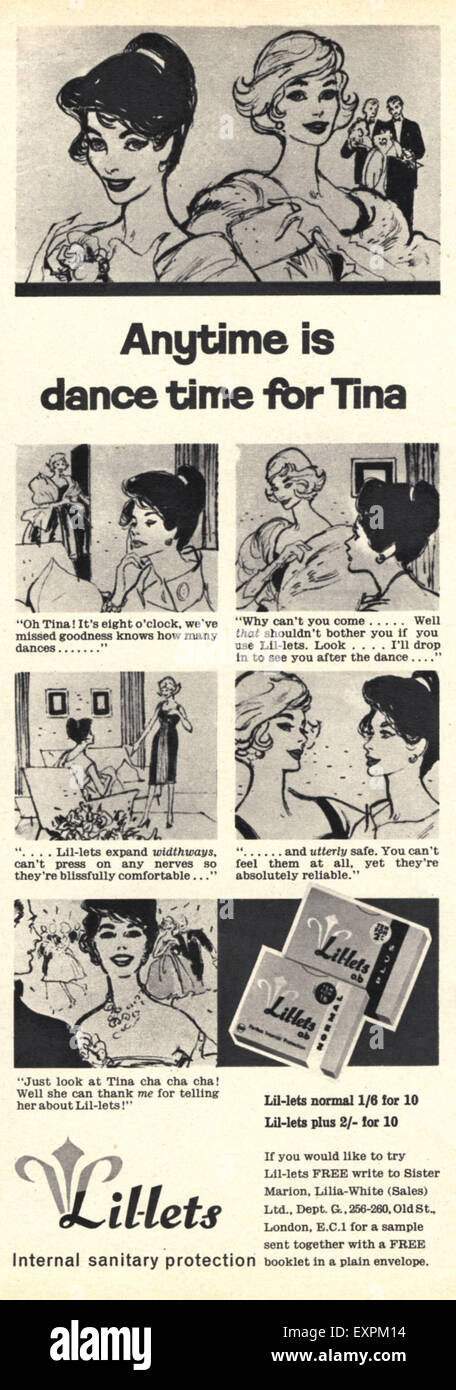 1960 UK Tampax Publicité Magazine Banque D'Images