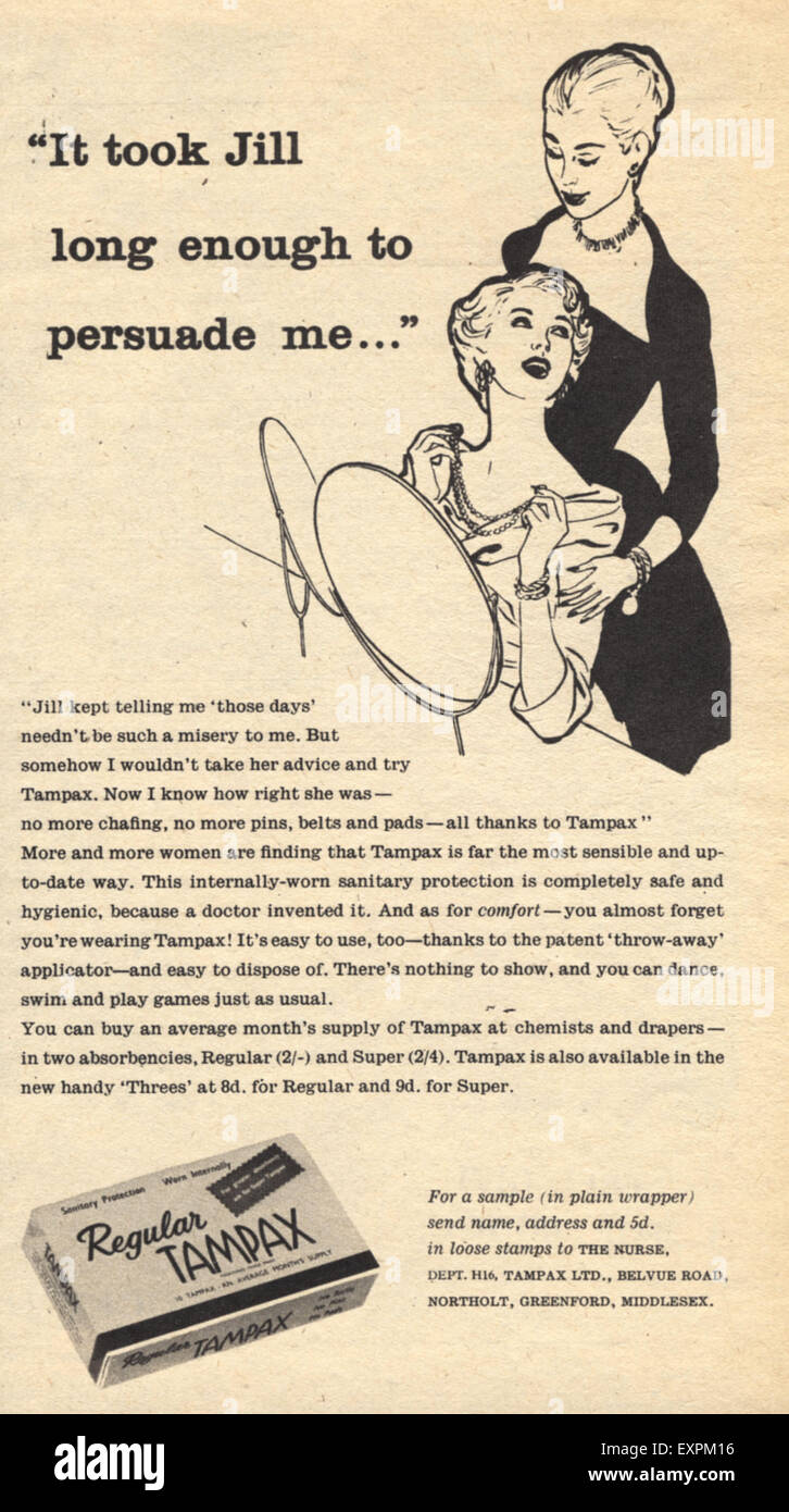 1950 USA Tampax Publicité Magazine Banque D'Images