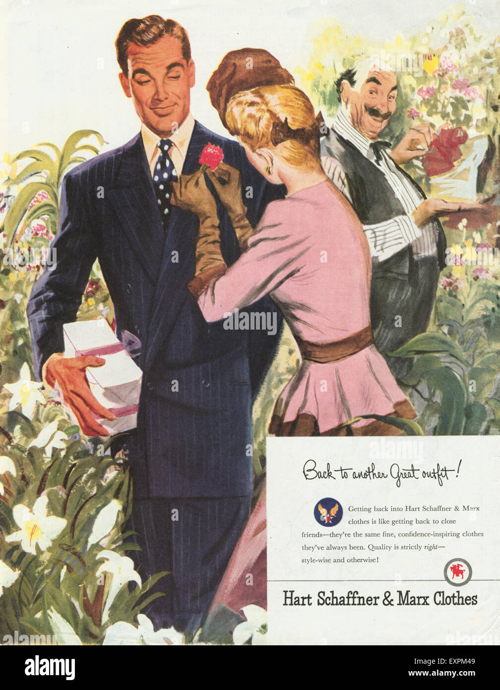 1950 USA Hart Schaffner Marx Annonce magazine Banque D'Images