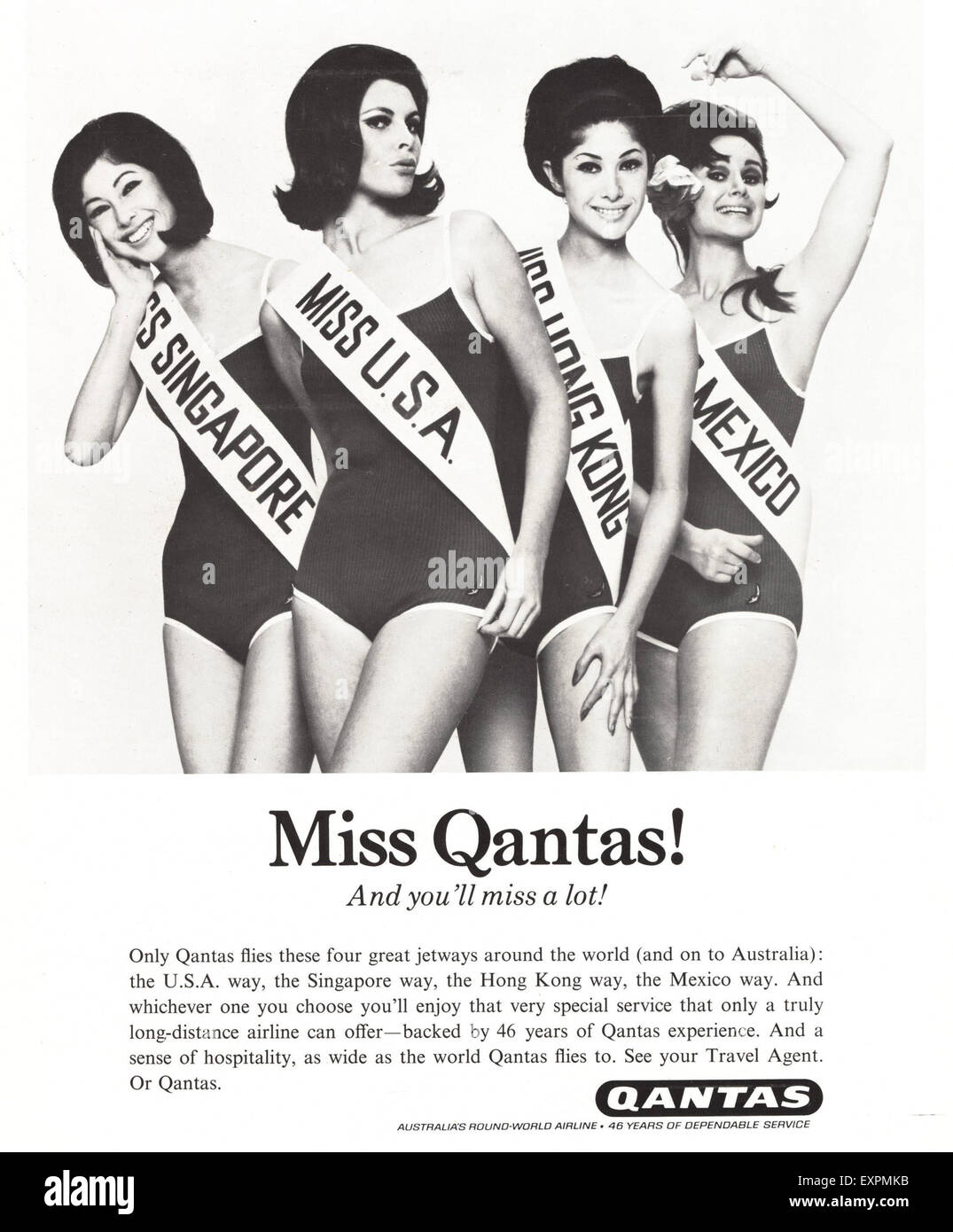 1960 Qantas Airlines annonce Magazine UK Banque D'Images