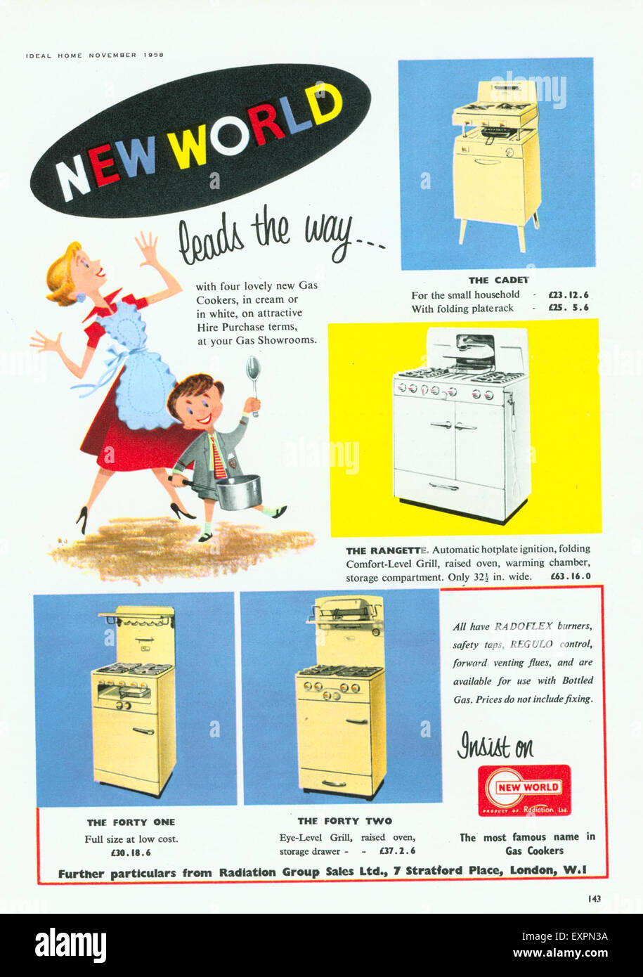 1950 UK Nouveau Monde Cuisine Magazine Advert Banque D'Images