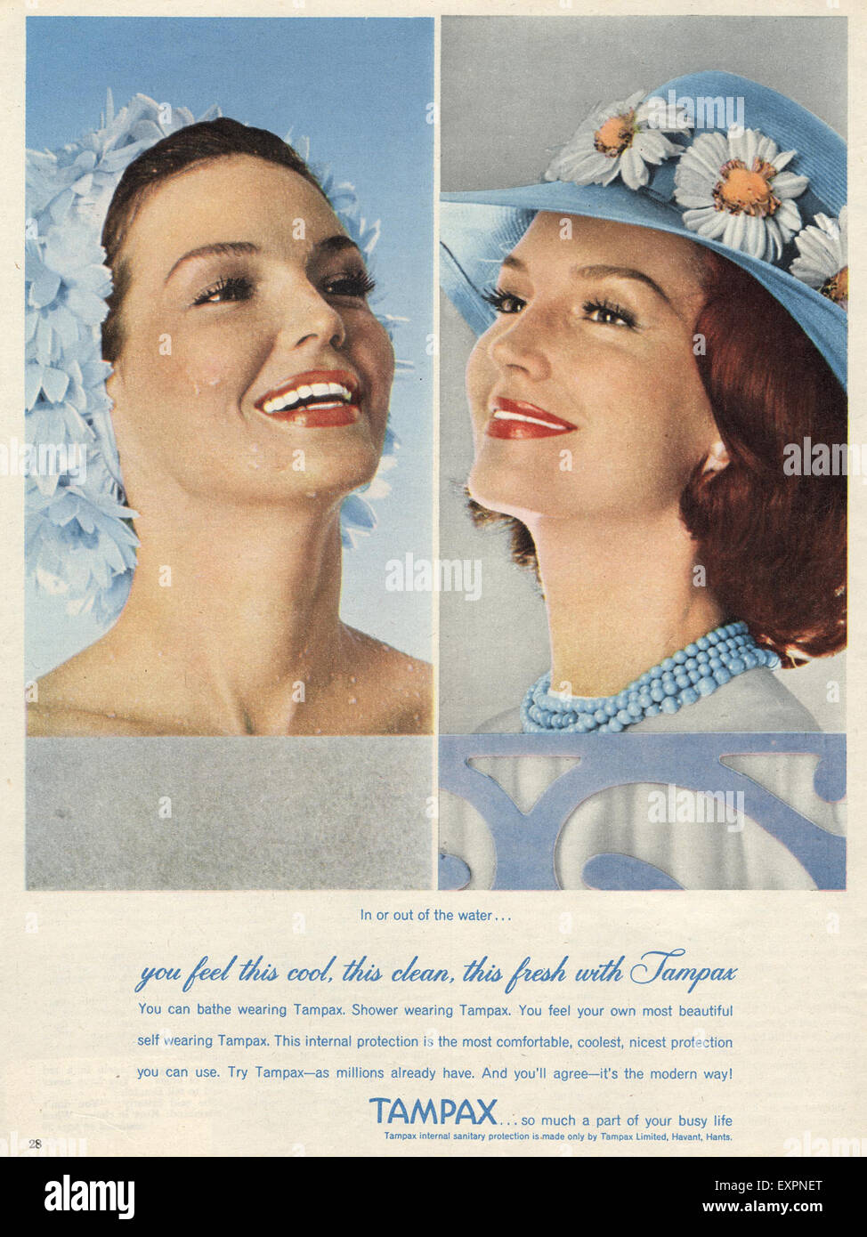 1960 UK Tampax Publicité Magazine Banque D'Images