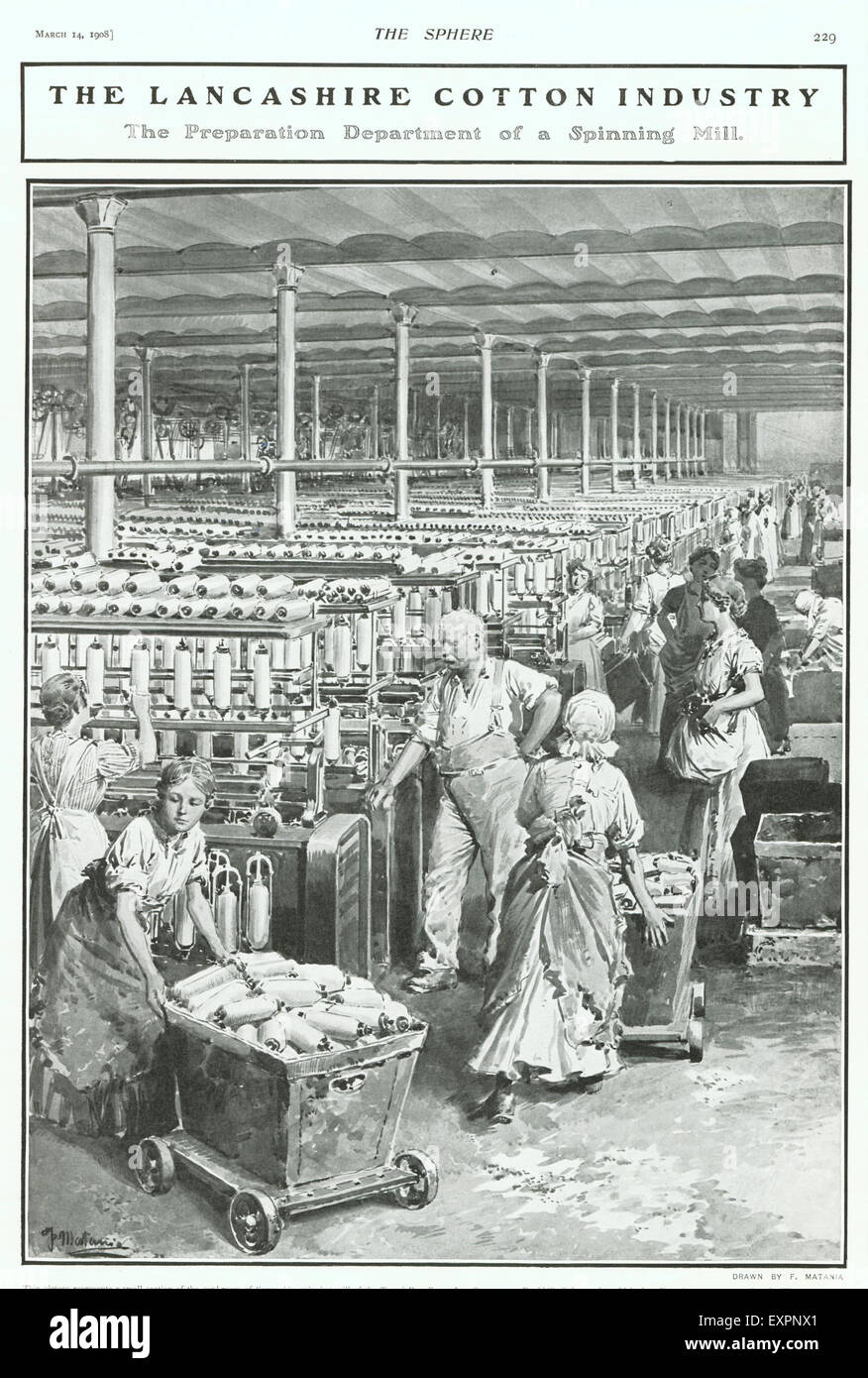 1900s UK les usines de coton Plaque Magazine Banque D'Images