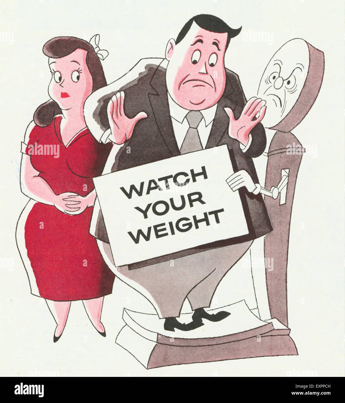 Années 1950, USA Regarder votre poids Annonce magazine Banque D'Images