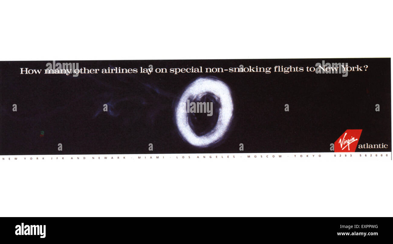 1990 UK Virgin Atlantic Magazine Advert Banque D'Images