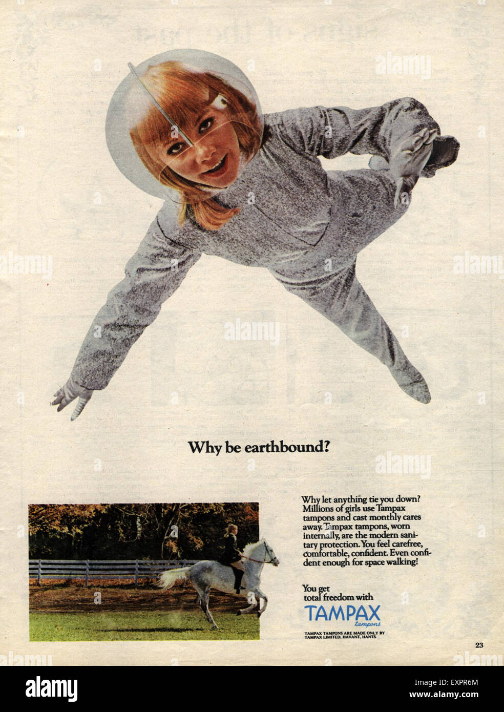 1960 USA Tampax Publicité Magazine Banque D'Images