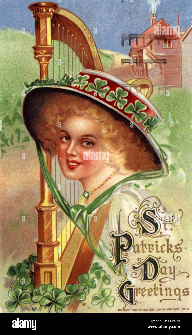 1900s UK .St Patrick's Day Greetings Card Banque D'Images