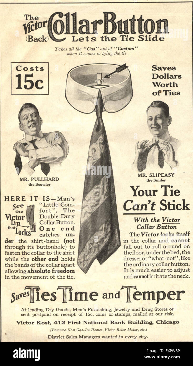 1920 USA Victor cravate automatique Annonce magazine Photo Stock - Alamy