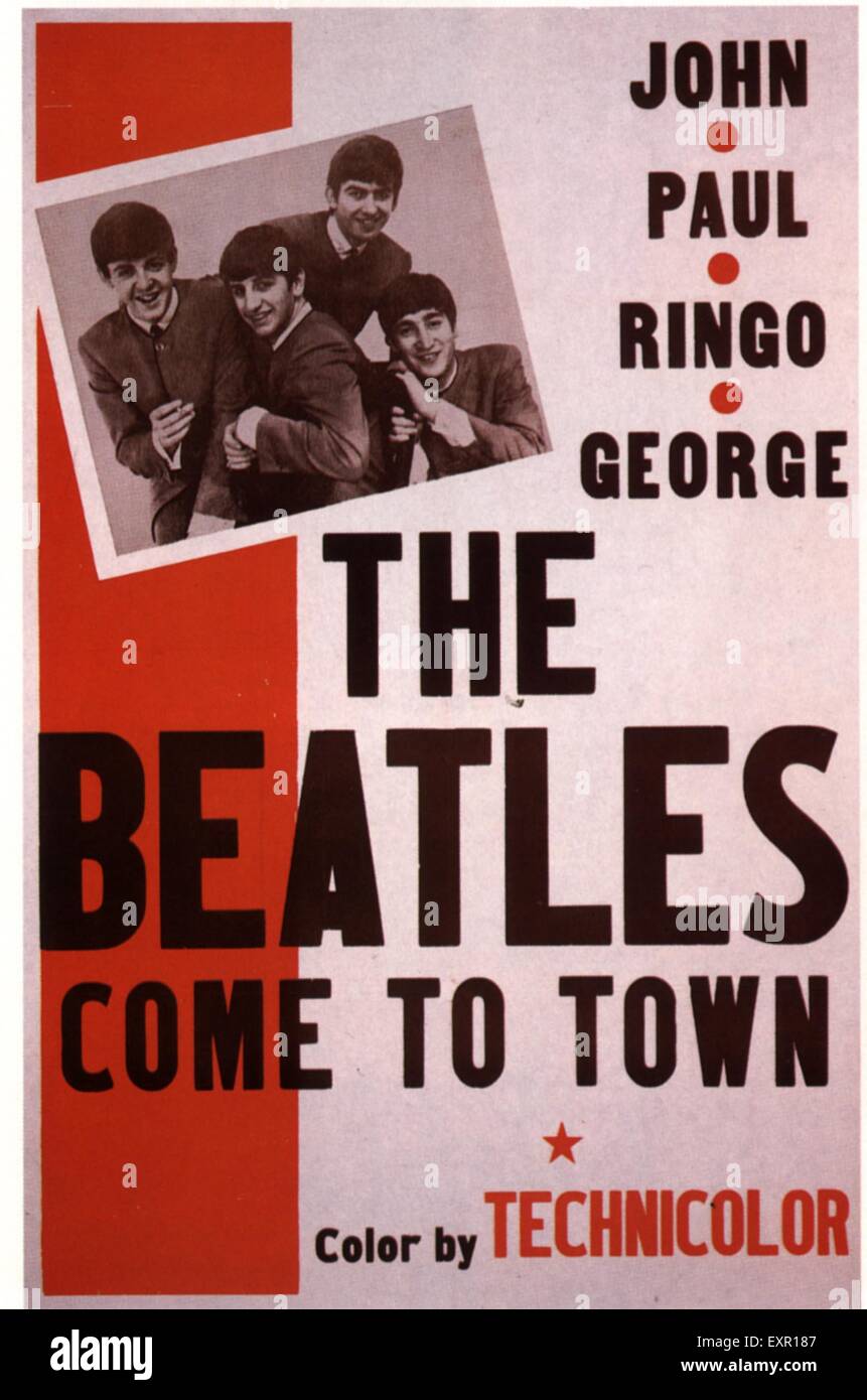 1960 UK Les Beatles débarquent affiche de film Banque D'Images