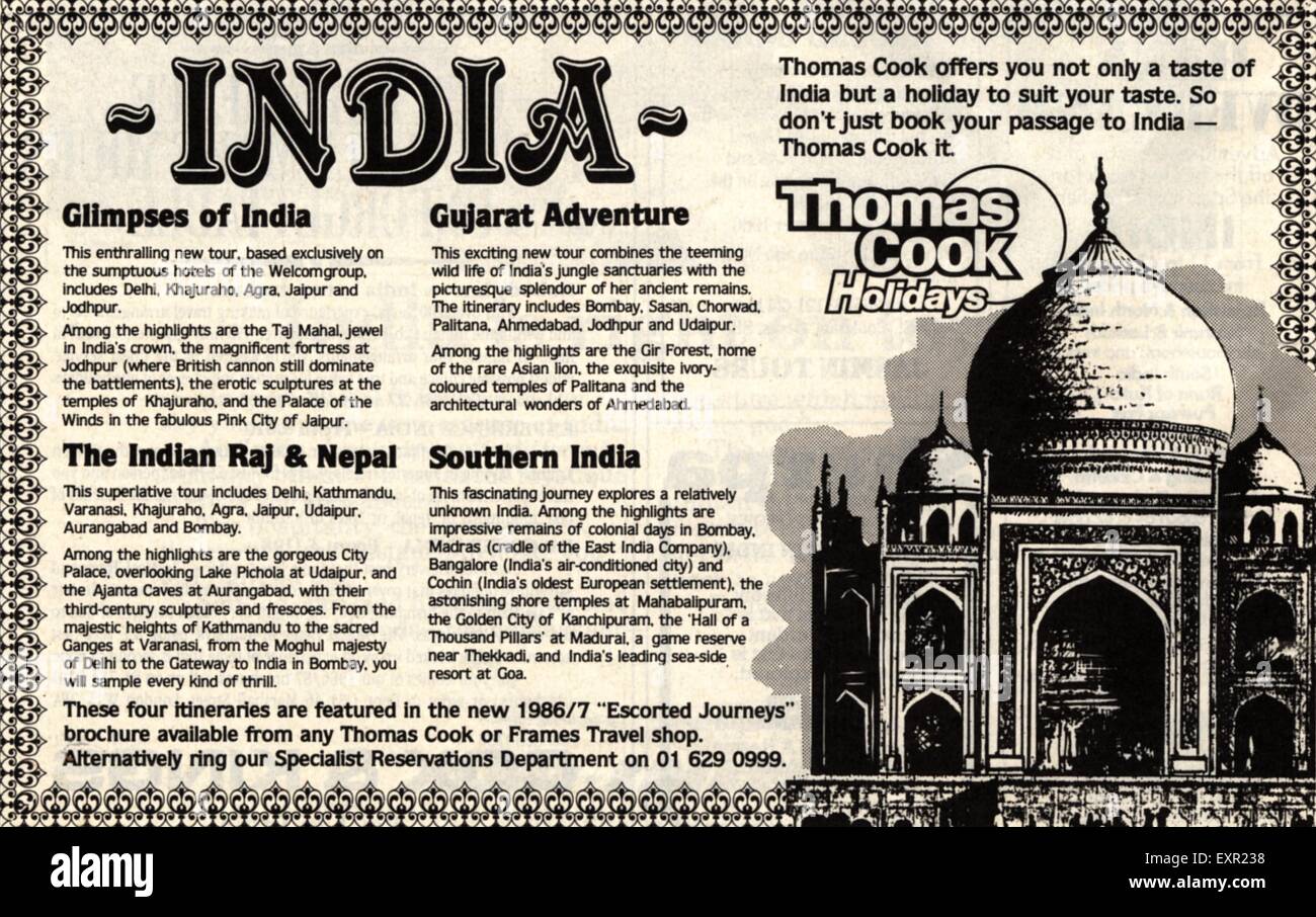 1980 Thomas Cook UK Annonce magazine Banque D'Images