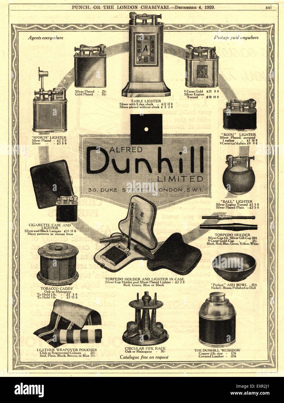 1920 UK Dunhill Magazine Advert Photo Stock - Alamy