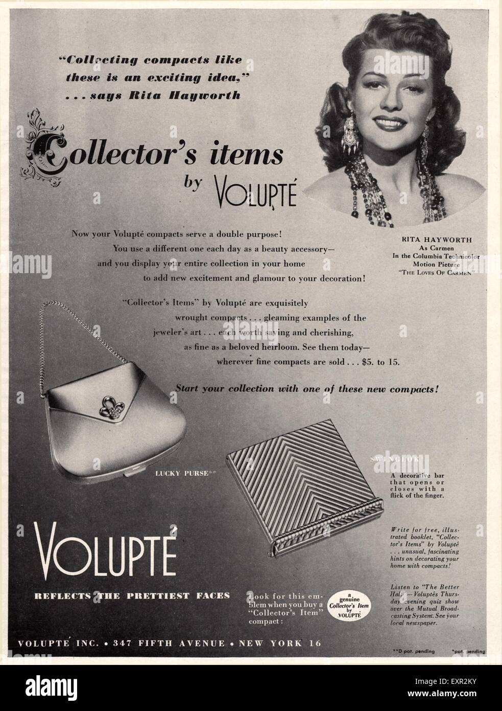 1940 USA Volupte Annonce magazine Banque D'Images