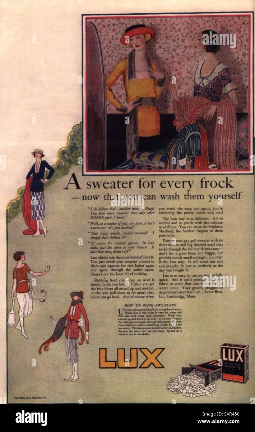 1920 USA Lux Annonce magazine Banque D'Images